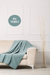 Velerde Home Velerde Pamuklu - Polyester Polar Süngersiz Düz Yeşil Tekli Koltuk Örtüsü 175x215 cm