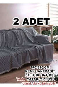 Dakkors Home Pamuklu Kanvas Saçaklı Süngersiz Armürlü Gri Altılı Koltuk Örtüsü 170x210 cm