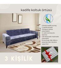 Uy Style Tekstil Kadife Süngerli Armürlü Giydirmeli Gri Tekli Koltuk Örtüsü 180x230 cm
