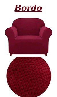 E Bahar Polyester Likralı Jakarlı Süngersiz Armürlü Giydirmeli Bordo Tekli Koltuk Örtüsü 180x230 cm