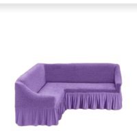 Akbu Pamuklu - Polyester Bürümcük Fırfırlı Süngersiz Giydirmeli Lastikli Lila Tekli Koltuk Örtüsü 180x350 cm