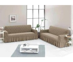 Elgeyar Pamuklu - Polyester Likralı Jakarlı Süngersiz Armürlü Giydirmeli Gri Altılı Koltuk Örtüsü 180x215 cm