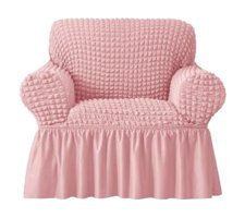 Elgeyar Pamuklu - Polyester Bürümcük Jakarlı Süngersiz Armürlü Giydirmeli Pembe Tekli Koltuk Örtüsü 70x80 cm