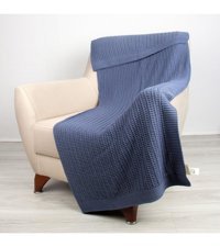 Betires Home Akrilik-Pamuklu Süngersiz Mavi Tekli Koltuk Örtüsü 130x170 cm