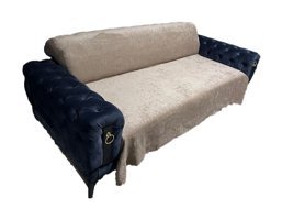 Güzelevim Pamuklu - Polyester Süngersiz Çizgili Kahverengi Tekli Koltuk Örtüsü 170x210 cm