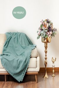 Velerde Home Pamuklu - Polyester Polar Süngersiz Düz Yeşil Tekli Koltuk Örtüsü 180x215 cm