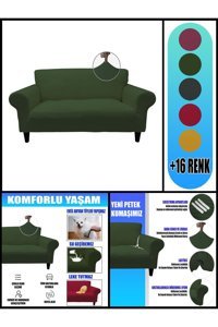 Kılıfsan Polyester Süngersiz Düz Giydirmeli Haki Tekli Koltuk Örtüsü 140 cm