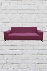Şahane Ev Mikro Polyester Likralı Jakarlı Süngersiz Düz Giydirmeli Lastikli Gül Kurusu İkili Koltuk Örtüsü 55x8 cm