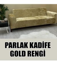 Kılıfsan Pamuklu - Polyester Süngersiz Düz Giydirmeli Altın Tekli Koltuk Örtüsü 140 cm