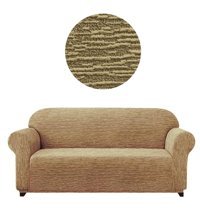 Eldost Ticaret Polyester Likralı Jakarlı Süngersiz Armürlü Giydirmeli Kahverengi Üçlü Koltuk Örtüsü 180x230 cm
