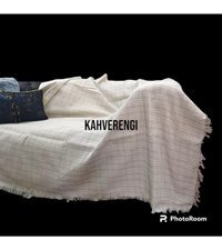 Taşkın Home Pamuklu Polar Saçaklı Süngersiz Geometrik Desenli Kahverengi Tekli Koltuk Örtüsü 180x300 cm