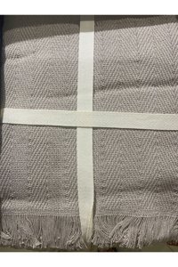 Akm Pamuklu Püsküllü Süngersiz Kahverengi Tekli Koltuk Örtüsü 170x234 cm