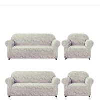 Akbu Polyester Süngersiz Giydirmeli Lastikli Bej Dörtlü Koltuk Örtüsü 180x230 cm