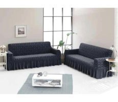 Elgeyar Pamuklu - Polyester Likralı Jakarlı Süngersiz Giydirmeli Gri Altılı Koltuk Örtüsü 180x215 cm
