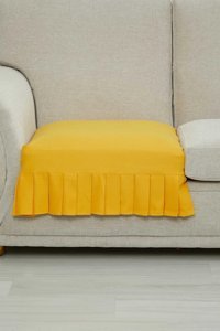 Aisha's Design KO-27 Polyester Örgü Pileli Süngersiz Düz Sarı Tekli Koltuk Örtüsü 34x48 cm