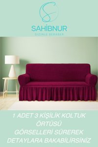 Sahibnur Pamuklu - Polyester Bürümcük Jakarlı Süngersiz Petek Desenli Giydirmeli Bordo Tekli Koltuk Örtüsü 180x230 cm