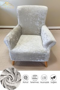 Uzhanem Polyester Likralı Süngerli Mermer Desenli Giydirmeli Lacivert Tekli Koltuk Örtüsü 55x85 cm