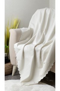 Evimebu Şönil Kanvas Jakarlı Süngersiz Düz Beyaz Tekli Koltuk Örtüsü 170x210 cm
