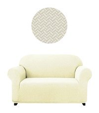 Elgeyar Polyester Likralı Jakarlı Süngersiz Armürlü Giydirmeli Bej İkili Koltuk Örtüsü 140x175 cm