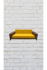 Şahane Ev Mikro Polyester Likralı Jakarlı Süngersiz Düz Giydirmeli Lastikli Sarı İkili Koltuk Örtüsü 78x55 cm