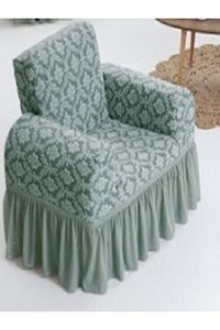 Elgeyar Polyester Likralı Jakarlı Süngersiz Giydirmeli Gri Tekli Koltuk Örtüsü 70x110 cm