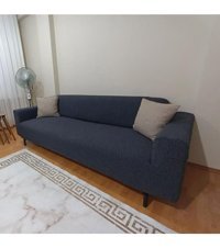 Faiend Polyester Jakarlı Süngersiz Kırçıllı Giydirmeli Antrasit Üçlü Koltuk Örtüsü 180x220 cm