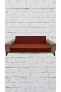 Şahane Ev Mikro Polyester Likralı Jakarlı Süngersiz Düz Giydirmeli Lastikli Turuncu Üçlü Koltuk Örtüsü 78x55 cm