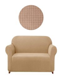 Elgeyar Polyester Likralı Jakarlı Süngersiz Armürlü Giydirmeli Bej İkili Koltuk Örtüsü 140x180 cm