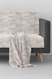 Favora Polyester Örgü Püsküllü Süngersiz Geometrik Desenli Kahverengi Tekli Koltuk Örtüsü 180x215 cm