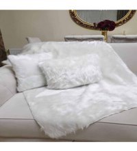 Paris Life Polyester Polar Peluş Süngersiz Düz Beyaz Üçlü Koltuk Örtüsü 90x150 cm