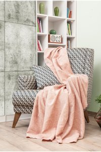 Latuda Concept Polyester Şal Süngersiz Armürlü Pembe Tekli Koltuk Örtüsü 175x215 cm