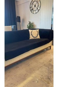 Mulberry Wellsoft Süngersiz Düz Siyah Tekli Koltuk Örtüsü 220x300 cm