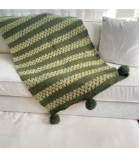 Macra Home Yünlü Örgü Ponponlu-Püsküllü Süngersiz Düz Yeşil Tekli Koltuk Örtüsü 160x70 cm