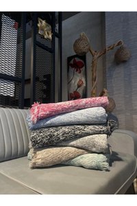 Motto Halı Pamuklu Saçaklı Süngersiz Çizgili Yeşil Tekli Koltuk Örtüsü 170x210 cm