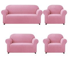 Elgeyar Polyester Likralı Jakarlı Süngersiz Armürlü Giydirmeli Pembe Yedili Koltuk Örtüsü 180x230 cm