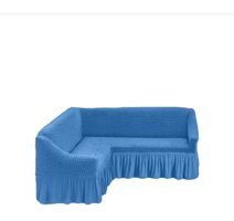 Akbu Pamuklu - Polyester Bürümcük Süngersiz Giydirmeli Lastikli Mavi Tekli Koltuk Örtüsü 180x350 cm