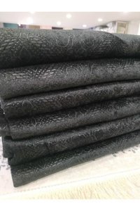 Karahanlı Kadife Süngerli Yonca Desenli Siyah Tekli Koltuk Örtüsü 175x215 cm