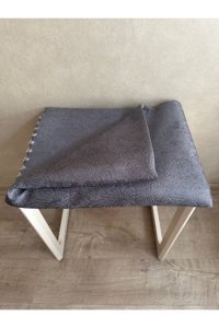 Muteks Kadife Süngerli Çiçek Desenli Antrasit Tekli Koltuk Örtüsü 170x210 cm