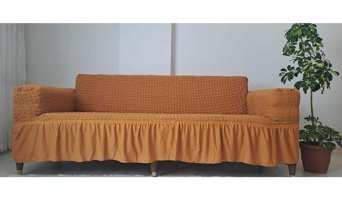 Güzelevim Polyester Bürümcük Süngersiz Kapitone Giydirmeli Turuncu 3-3-1-1 Koltuk Örtüsü 180x230 cm