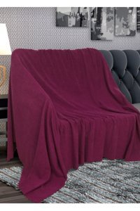 Poyraz Garanti Pamuklu Nubuk Jakarlı Süngersiz Çizgili Mor Üçlü Koltuk Örtüsü 180x220 cm
