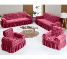 Elgeyar Polyester Likralı Jakarlı Süngersiz Giydirmeli Bordo Sekizli Koltuk Örtüsü 180x230 cm