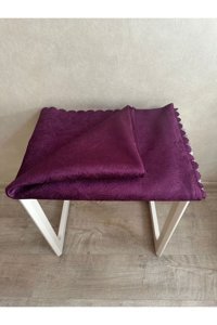 Muteks Kadife Süngerli Çiçek Desenli Mor Tekli Koltuk Örtüsü 170x210 cm