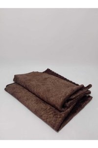 Şubat Home Kadife Polar Süngerli Mermer Desenli Kahverengi Tekli Koltuk Örtüsü 175x215 cm