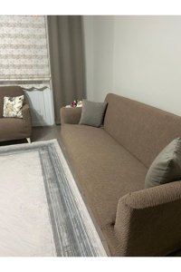 Uyumev Pamuklu - Polyester Bürümcük-Likralı Jakarlı Süngerli Çizgili Giydirmeli Lacivert Tekli Koltuk Örtüsü 180x230 cm