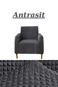 E Bahar Polyester Bürümcük Jakarlı Süngersiz Armürlü Giydirmeli Gri Tekli Koltuk Örtüsü 80x120 cm