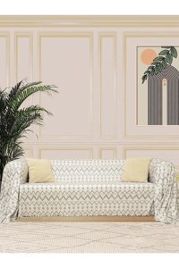 Latuda Concept Softmicro Mikrofiber Süngersiz Geometrik Desenli Gri Tekli Koltuk Örtüsü 180x300 cm