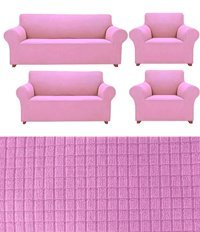 E Bahar Polyester Likralı Jakarlı Süngersiz Armürlü Giydirmeli Pembe Yedili Koltuk Örtüsü 180x230 cm