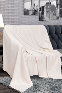 As Homes Pamuklu - Polyester Süngersiz Mermer Desenli Bej Tekli Koltuk Örtüsü 175x215 cm