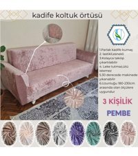 Uy Style Tekstil Kadife Süngerli Armürlü Giydirmeli Pembe Tekli Koltuk Örtüsü 180x230 cm