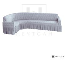 Heytgah Polyester Jakarlı Süngersiz Damask Desenli Giydirmeli Gri L Koltuk Koltuk Örtüsü 300x350 cm